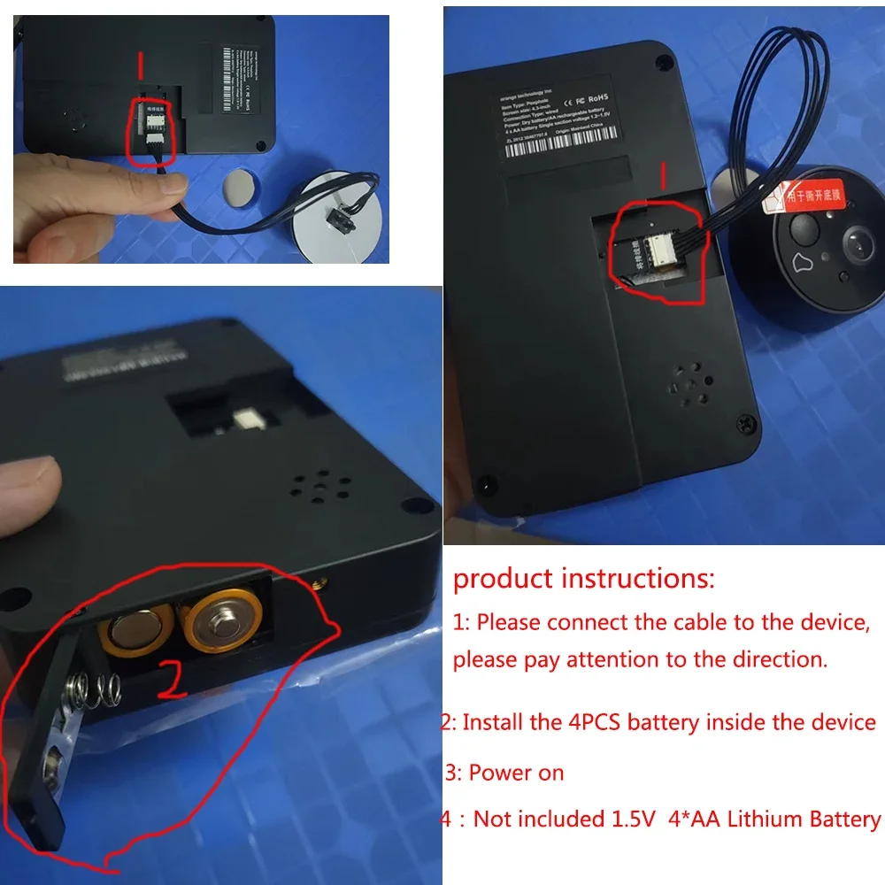 1X 4.3 inch Video peephole Digital Door Camera Doorbell IR Night Vision 170 Degree Angle Peephole Camera Monitor Visual Doorbell