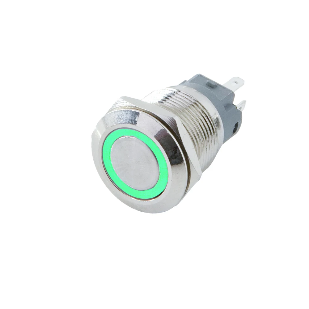 Push Button Switch 12mm 16mm 19mm 22mm Metal Self Reset Power Lock LED Light Waterproof Flat Circular 3-220v ip65