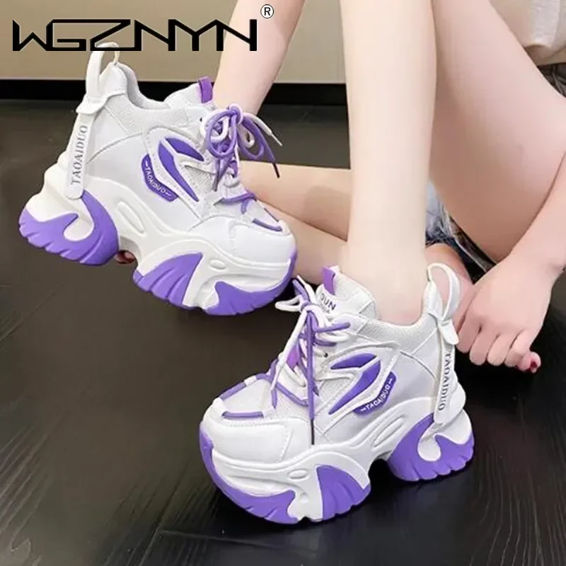 Fashion Sneakers For Women 11CM Platform Chunky Casual Shoes Autumn Woman Tenis Female Walking Trainers Thick Sole