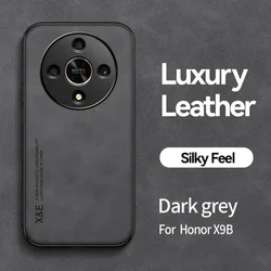 Elegant Retro Magnetic Suede Leather Shockproof Matte Silicone Soft Case Cover for Honor X9B (Dark Grey)