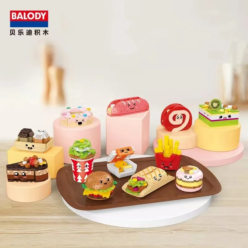 Mini building blocks Hamburg fun food ornaments girl series play toys building block toys