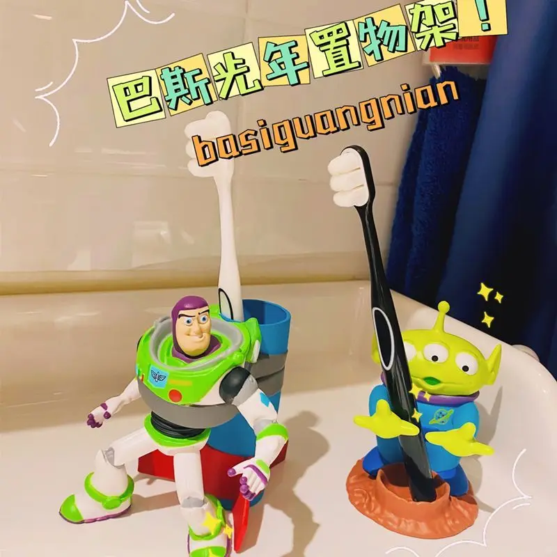 

Disney Toy Story Buzz Lightyear Three-Eyed Boy Electric Toothbrush Toothpaste Holder Doll Doll Ornament Pen Holder Home Ornament