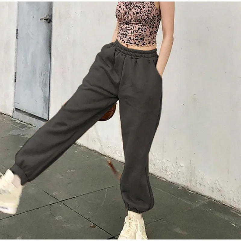 Women Harem Pants Solid Oversize Elastic High Waist Joggers Harajuku Casual Baggy Trousers Korean Fashion Sweatpants Female adidas track pants