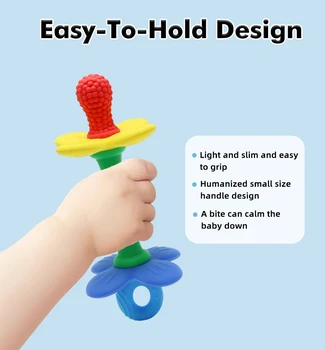 New 2 in 1 Baby Silicone Flower Teether - Safe & Soft Chewing Toy for Soothing Sore Gums, BPA-Free, Easy-to-Hold Teething toy 1