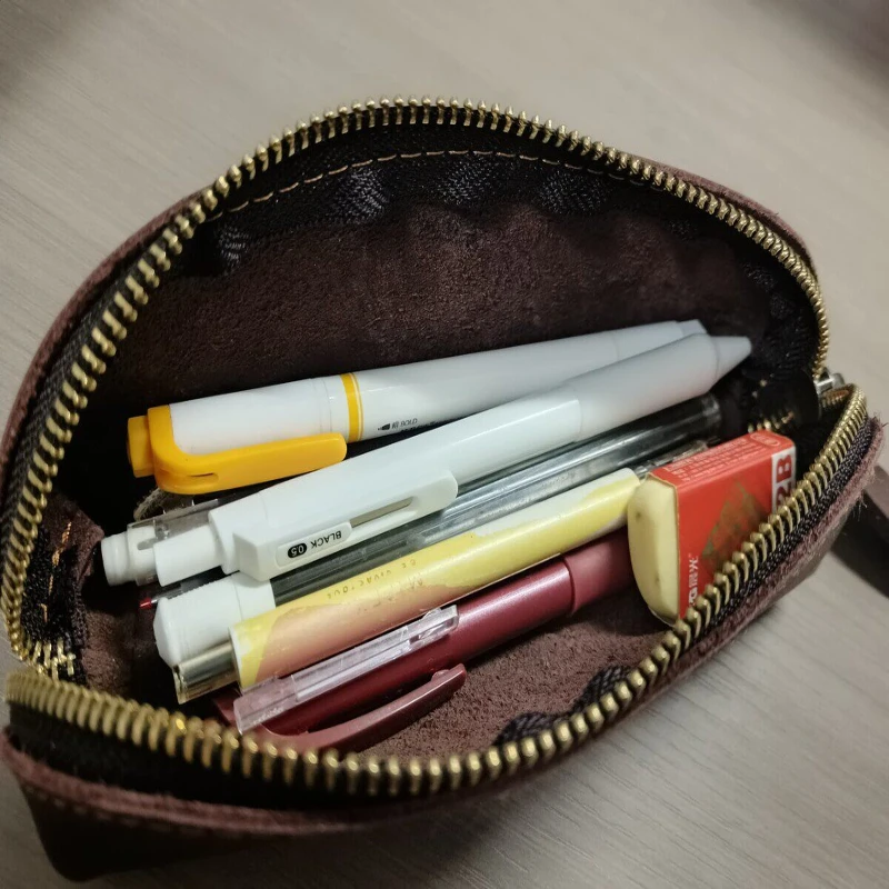 1Pc 빈티지 가죽 연필 가방 간단한 문구류 Hoder 펜 케이스 보관 가방 지퍼 연필 주머니 안경 상자 학교 용품