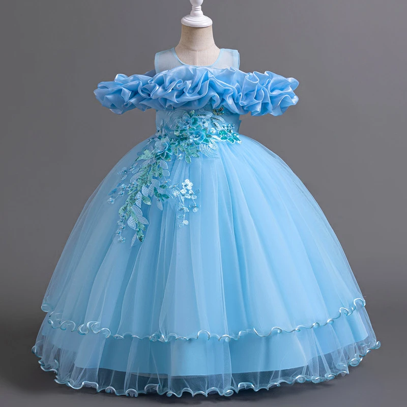 Elegant Pink Flower Girls Party Dress - Bridesmaid Ball Gown & Princess Dress