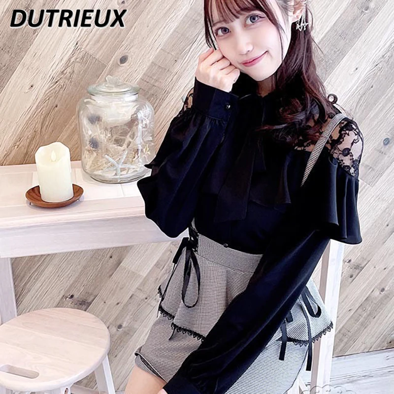 japanese-mine-mass-produced-bow-sail-collar-tops-autumn-and-winter-new-sweet-style-white-women's-lace-blossom-ruffled-shirt