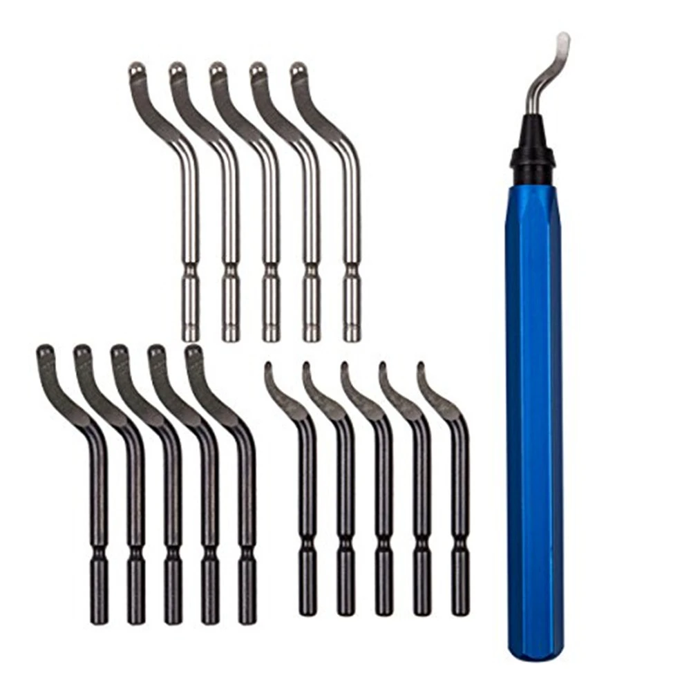 

Handle Burr Metal Repair Deburring Tool Kit 15pc Router Bit Rotary Deburr Blades Remover Hand DeburRed for Wood Plastic