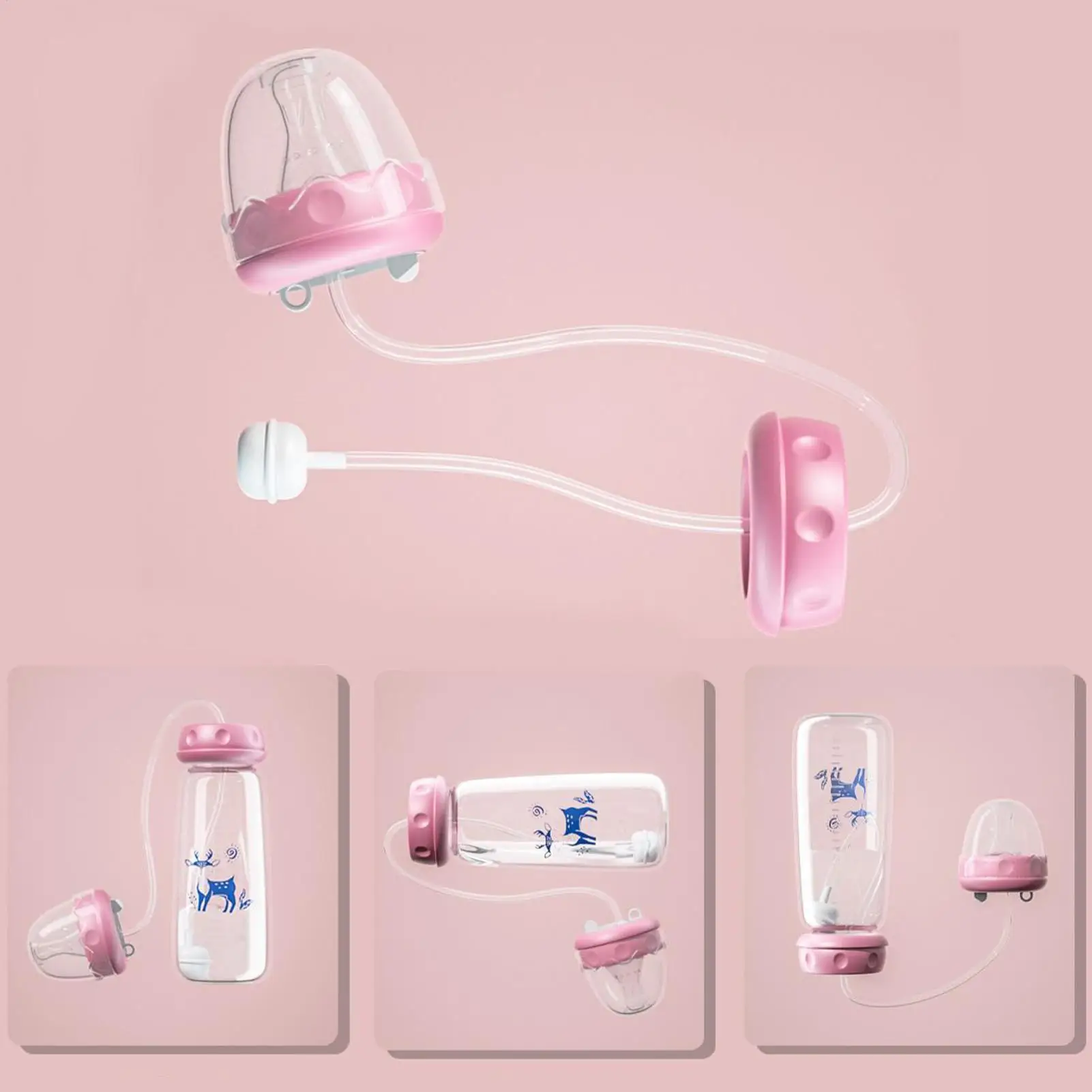3 in 1 핸즈프리 와이드넥 젖병 세트, 젖꼭지, 젖병 보관용 병, 중력볼 디자인, 침실에서 간편한 수유