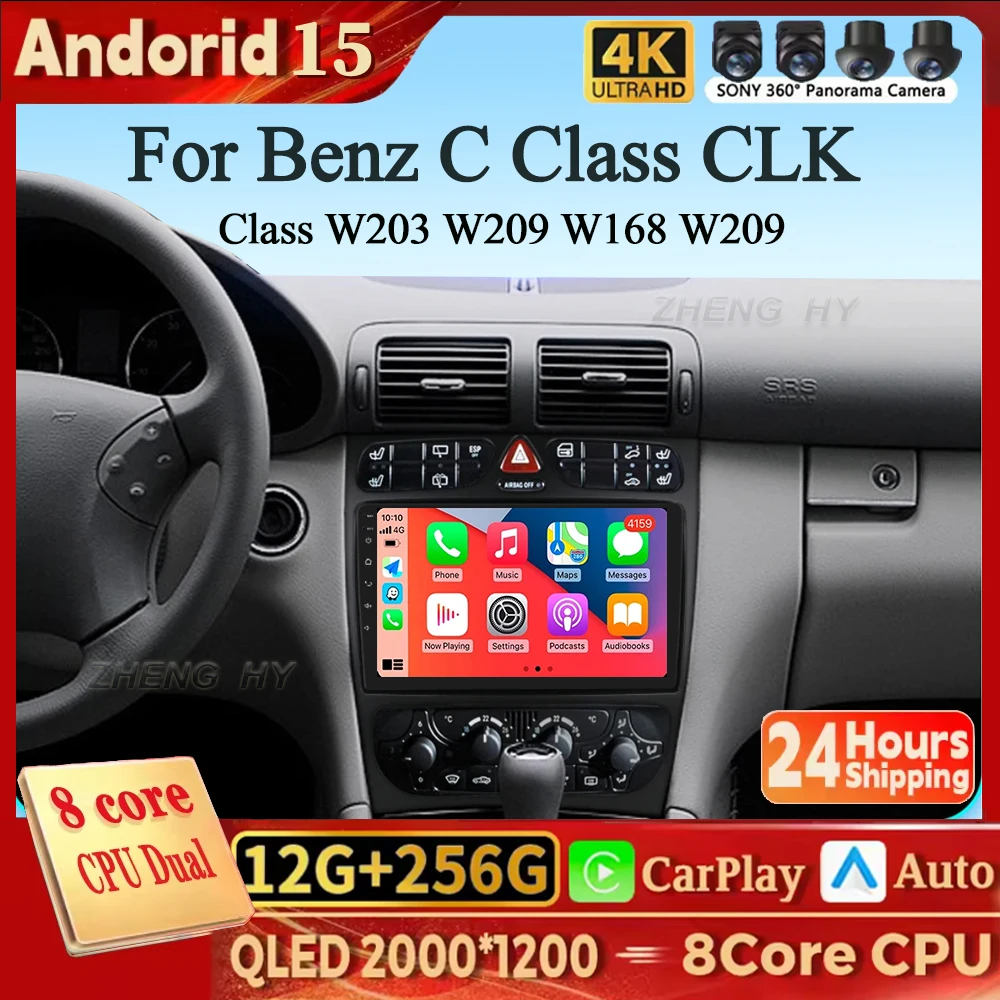 W168 Android Android 15 8core Autoradio For Mercedes Benz C Class CLK Class W203 ...