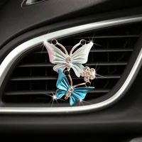 Clip de décoration de parfum de sortie de climatisation de voiture, Clip de décoration de Purification d'air Double papillon Double couleur pour intérieur de voiture 3