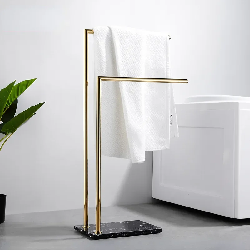 

Freestanding Double Towel Racks Natural Marble Towel Holder Stand On Floor Towel Rail Stand Clothes Rack Bathroom Accessories