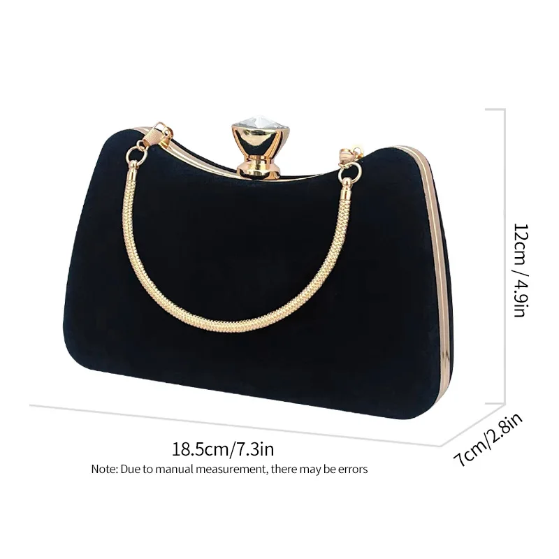 Retro Trendy Black Clutches For Women Fashion Elegant Evening Bags With Metal Handle Handbag Wedding Party Chain Shoulder Bag