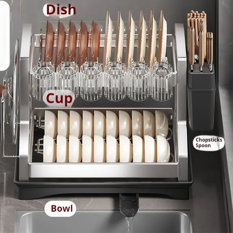 Organizzatore Per Cucina In Acciaio – Porta Tazze E Piatti Multifunzionale Per Armadio O Banco