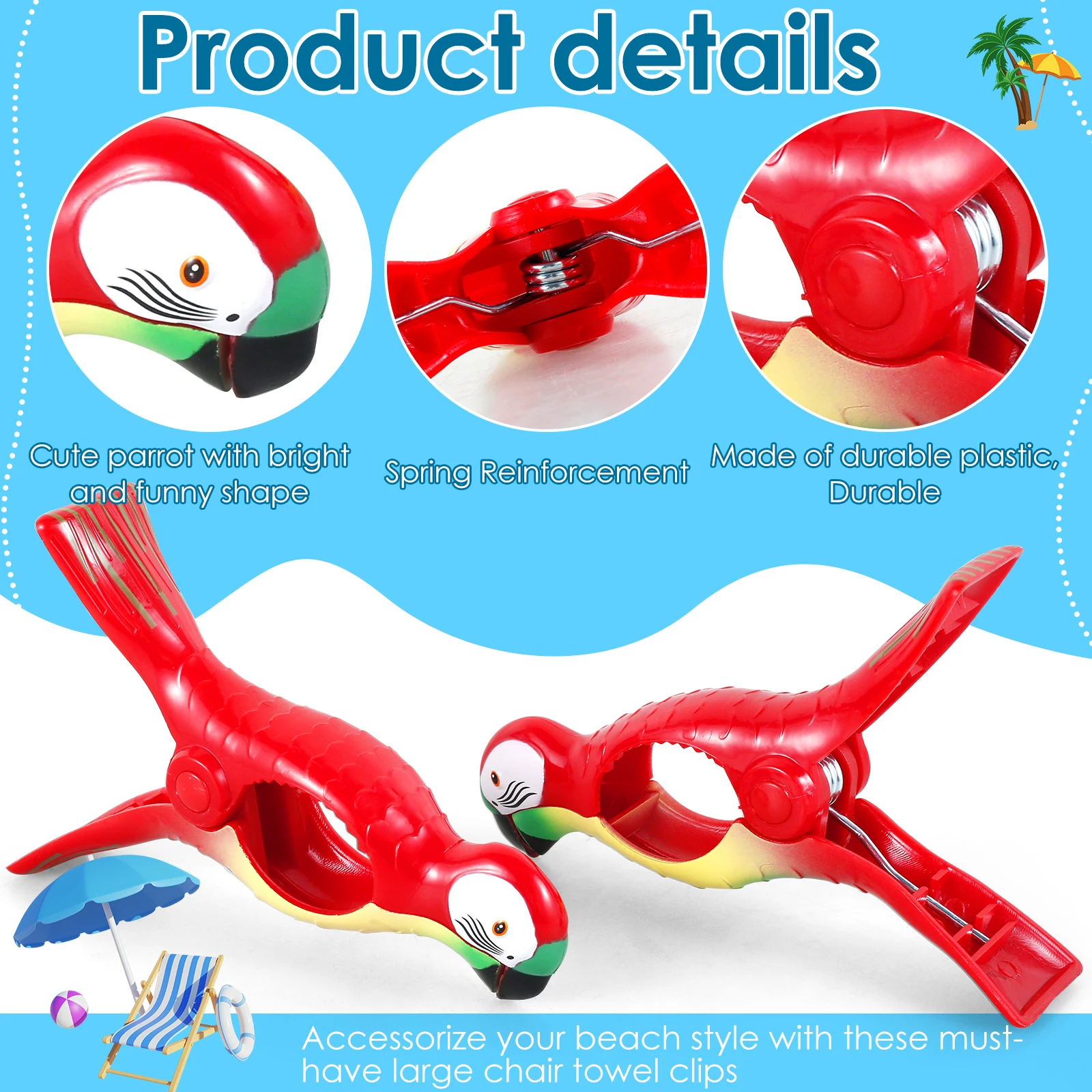 Clips Pour Serviette De Plage - Lot De 12 - Acier Inoxydable - Longueur 8.5 Cm - Pour Chaise Longue, Couverture, Vêtements - 10