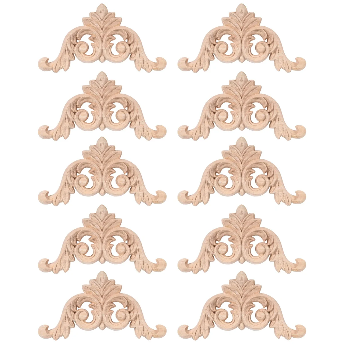 10 Pcs Wood Carving Decal Wood Carved Mouldings Corner Applique Home Door Decor Carving for Door Cabinet Windows