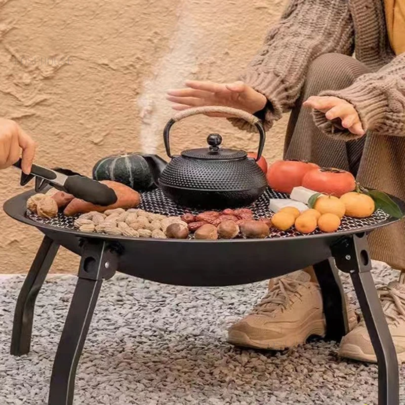 Outdoor Camping Fire Pits Multifunctional Bonfire Stove Charcoal BBQ Stove Heater Winter Indoor Balcony Charcoal Basin