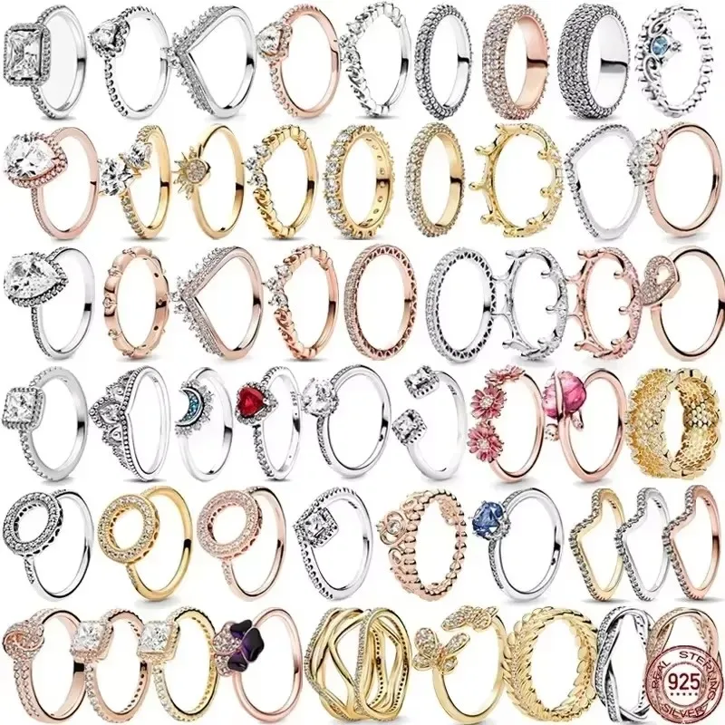 925 sterling silver circular heart-shaped couple ring classic charm jewelry silver heart ring silver rings silver ring