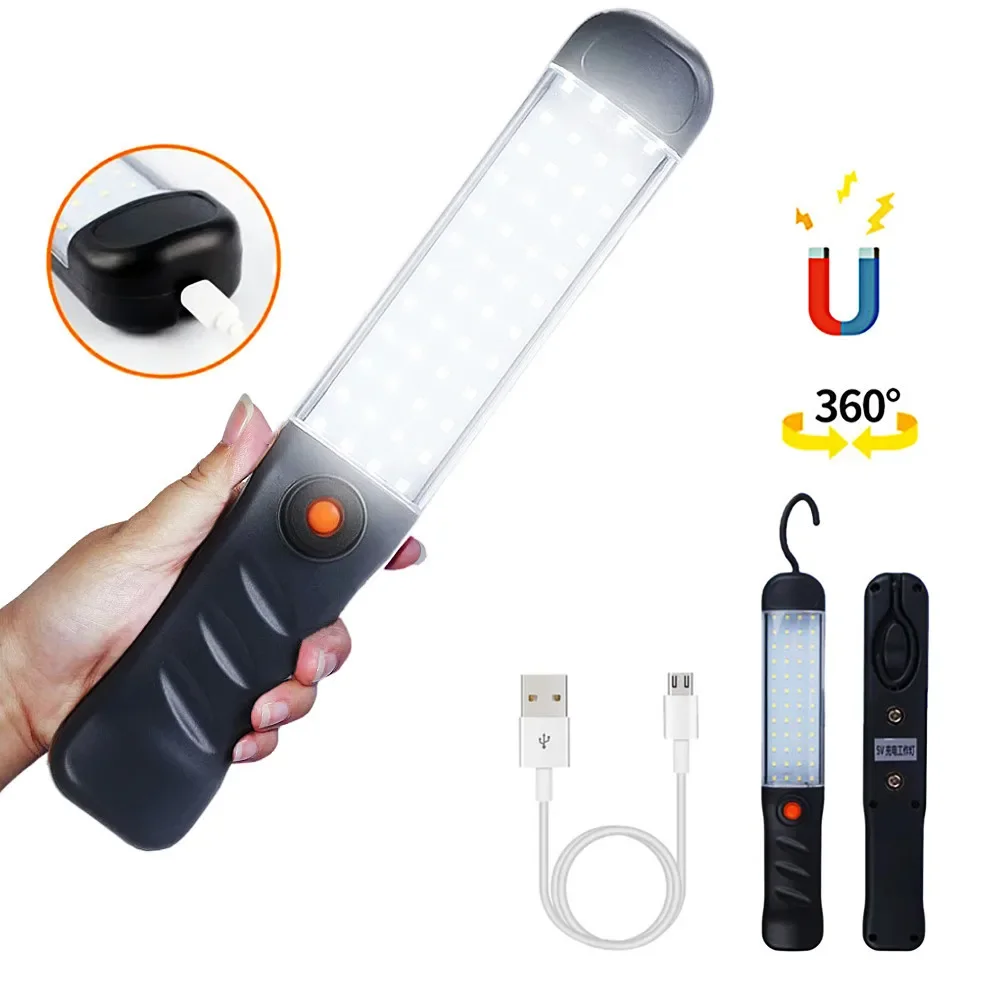 LED Work Light Powerful Camping Lantern Floodlight USB Rechargeable Work Lamp Magnet Hook Waterproof Repair Lights 3 Modes