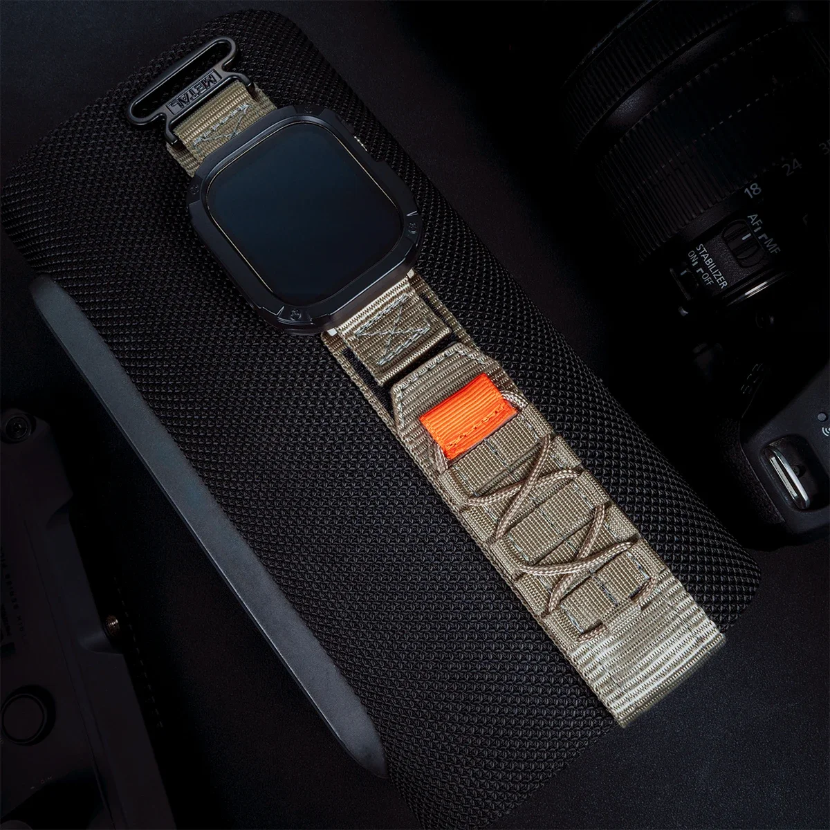 Durable Nylon Wrist Strap with TPU Protective Case for Apple Watch - Tactical Sports Band Bracelet