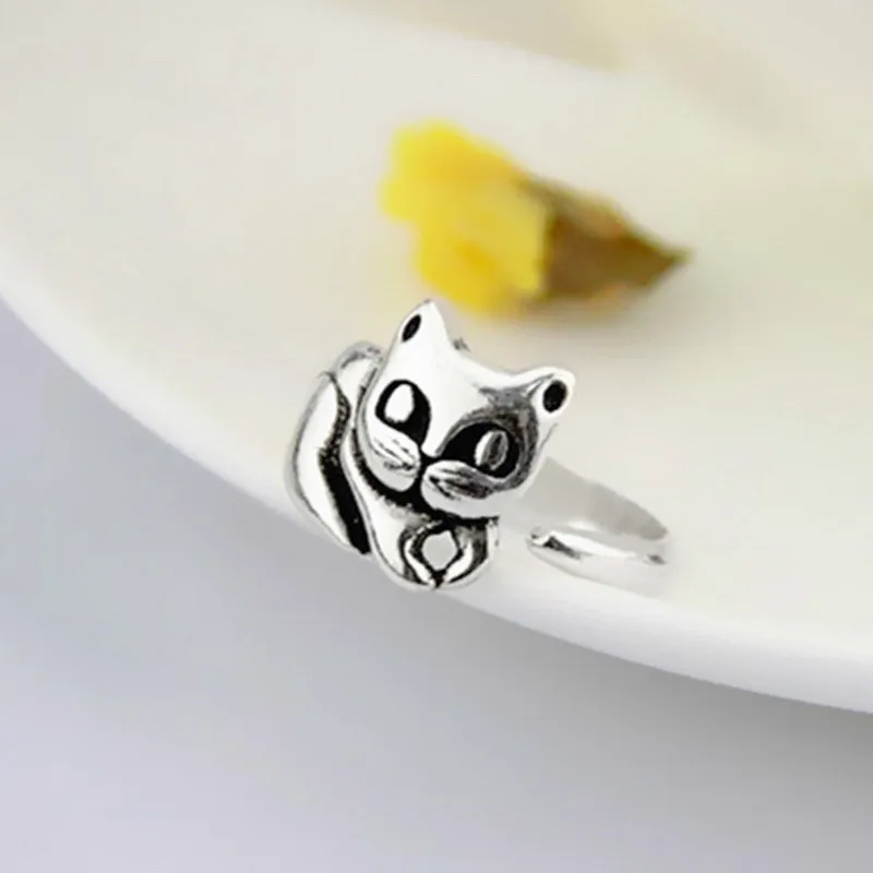 Schöne Cartoon Tropfen Öl Katze offene Ringe für Frauen Männer Vintage Mode Tier Katze Eröffnung Fingerring Schmuck Geschenke Großhandel – Detail 8