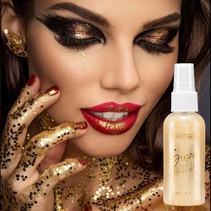 Highlighter Powder Spray High Gloss Glitter Powder Glitter Powder Spray Shimmer Sparkle Powder Face Body Highlighter 60ml 6