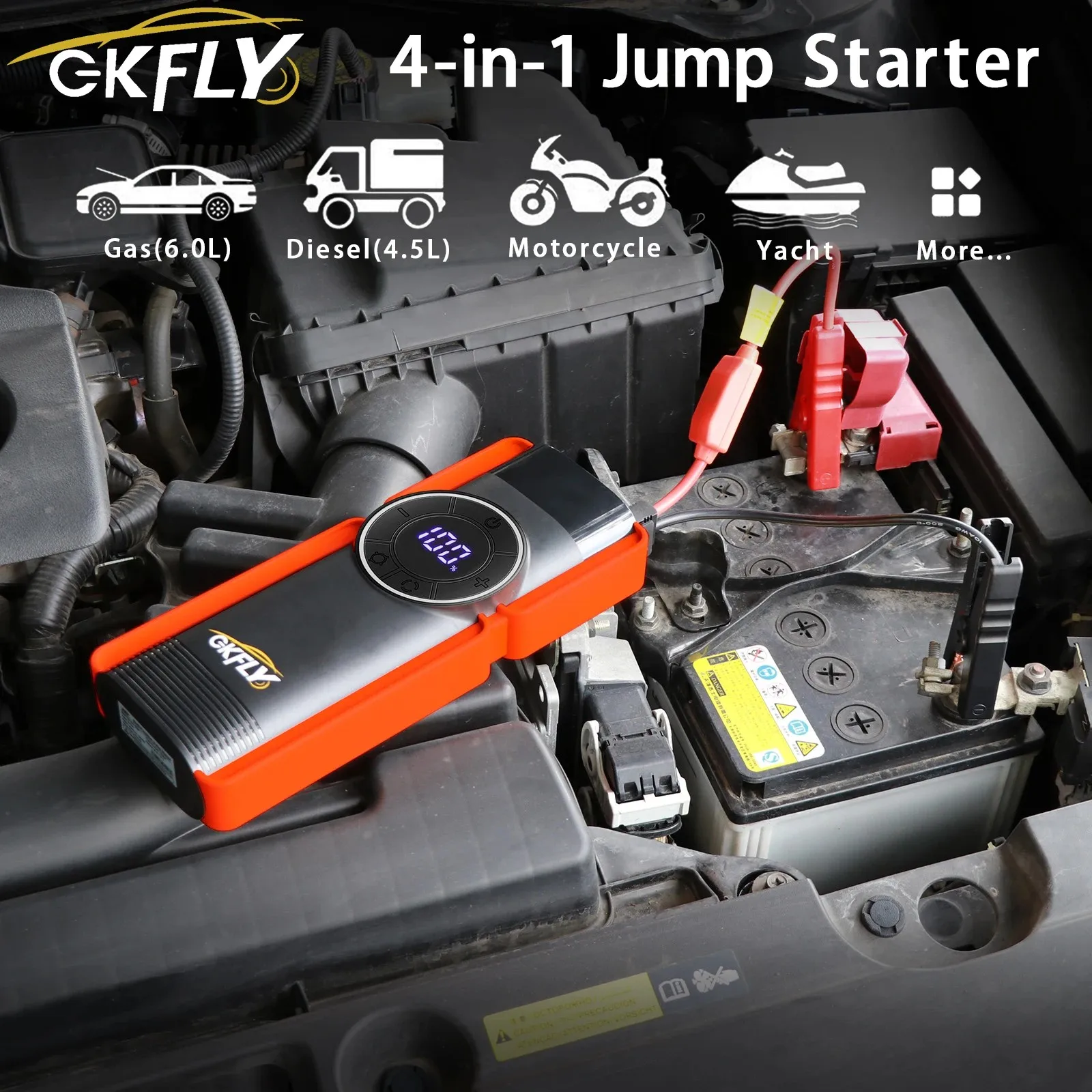 4 In 1 Car Jump Starter Air Compressor 1400A Portable Power Bank 16000mAh Car Battery Charger Booster Starting Device
