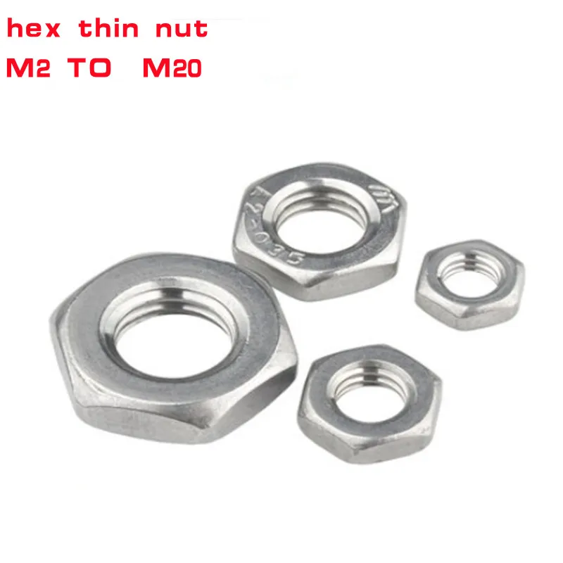HALF THIN HEXAGON NUTS A2 STAINLESS STEEL FOR SCREWS AND BOLTS M4 M5 M6 M8 