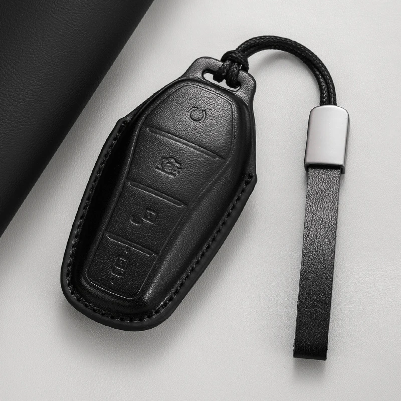 

Car Remote Key Case Cover Holder Fob for BYD Song Plus Atto 3 Han EV Tang DM Qin Seal Dolphin Leather Metal Keychain Accessories