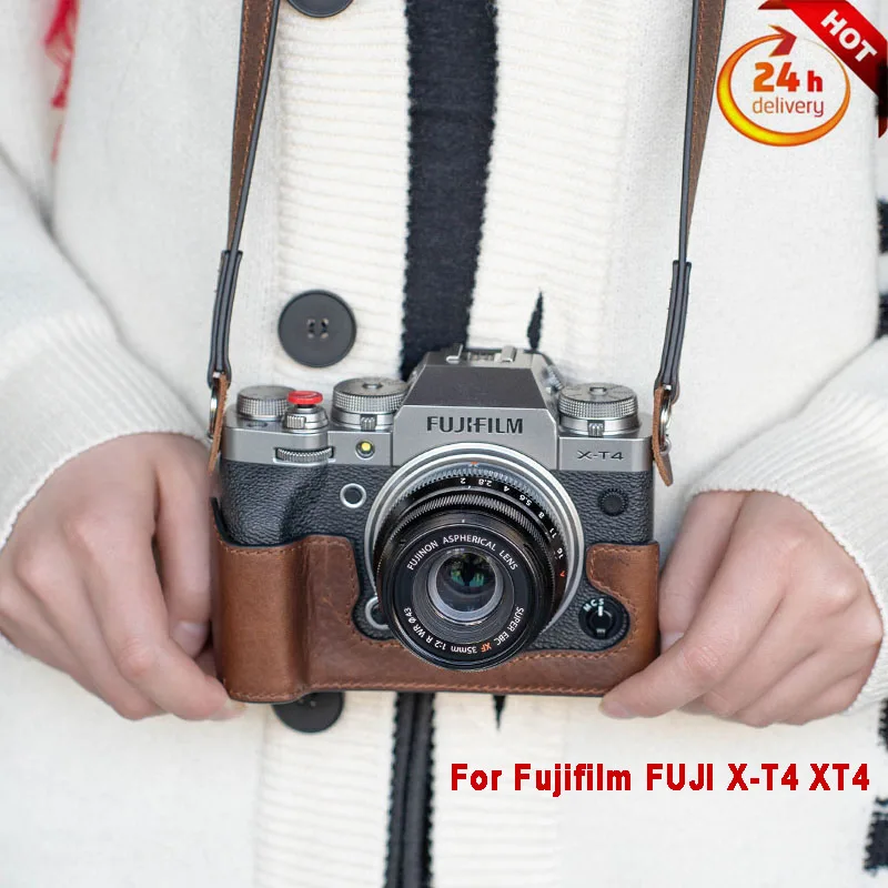 Borsa Per Fotocamera Shelv Xt4 Custodia Per Mezzo Corpo In Pelle Pu Per Fujifilm Fuji X-T4 Xt4 Custodia Inferiore Con Apertura Della Batteria