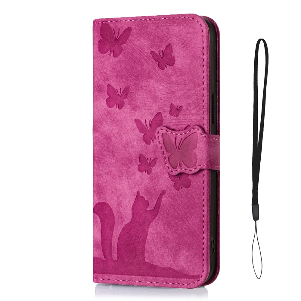 Cute Cat PU Leather Wallet Phone Case - Stylish Flip Back Cover