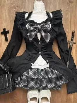 Japanese Vintage-Inspired Retro Lace Camisole Dress and Black Cardigan Set - Chic & Elegant Fashion