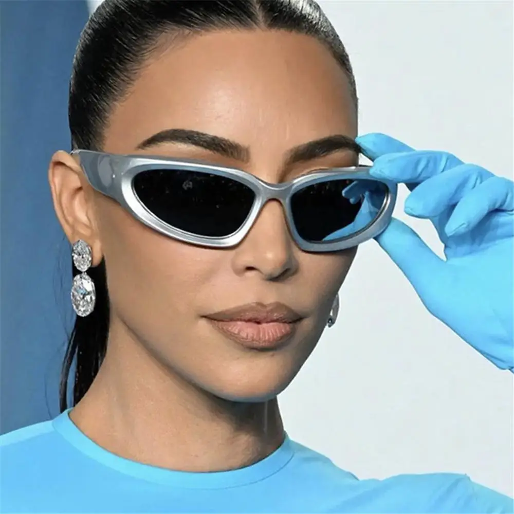 

Y2K Wrap Around Sunglasses Futuristic Oval Sports Sun Glasses 2023 Trendy Fashion Shades Vintage Punk Goggle Eyewear