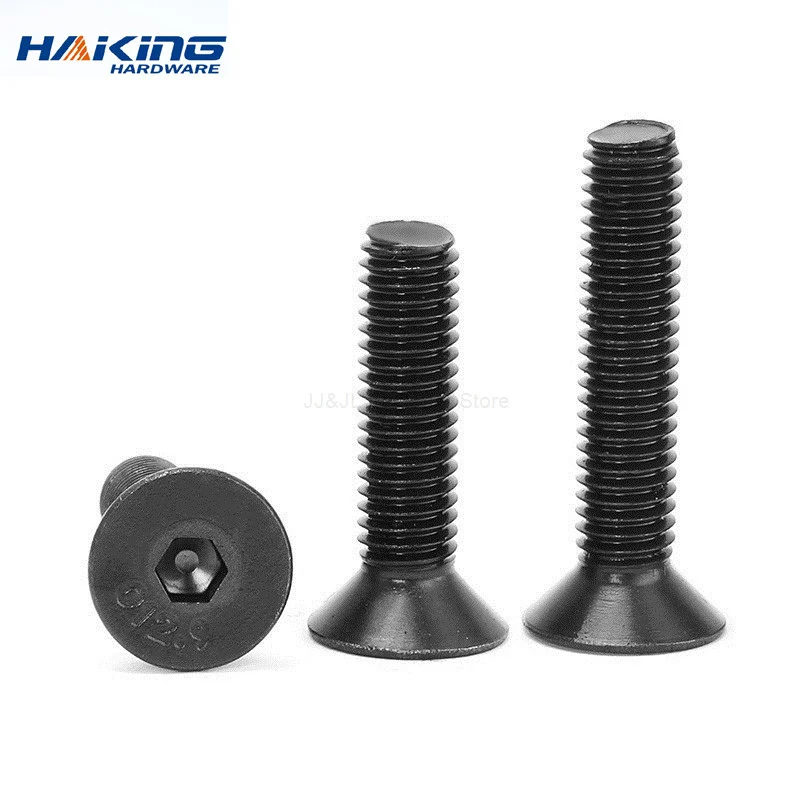 10/50Pcs Hex Socket Flat Countersunk Head Screw M2 M2.5 M3 M4 M5 M6 M8 Black Grade 10.9 304 Stainless Steel Hexagon bolt