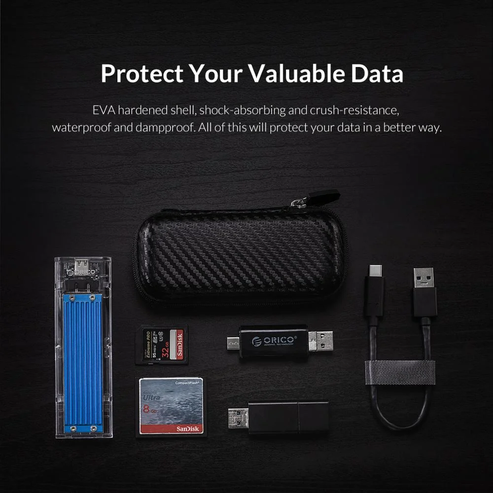 ORICO Eva Zipper Bag custodia protettiva per caricabatterie per cellulare Hard Disk per disco rigido esterno M.2/auricolare/linea dati custodia HDD nera