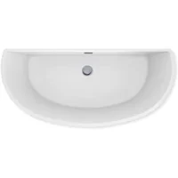 Trinity 69" - Modern White Freestanding Soaking Bath Tubs for bathroom, With Chrome Drain - Semicircular Acrylic Fiberglass 2