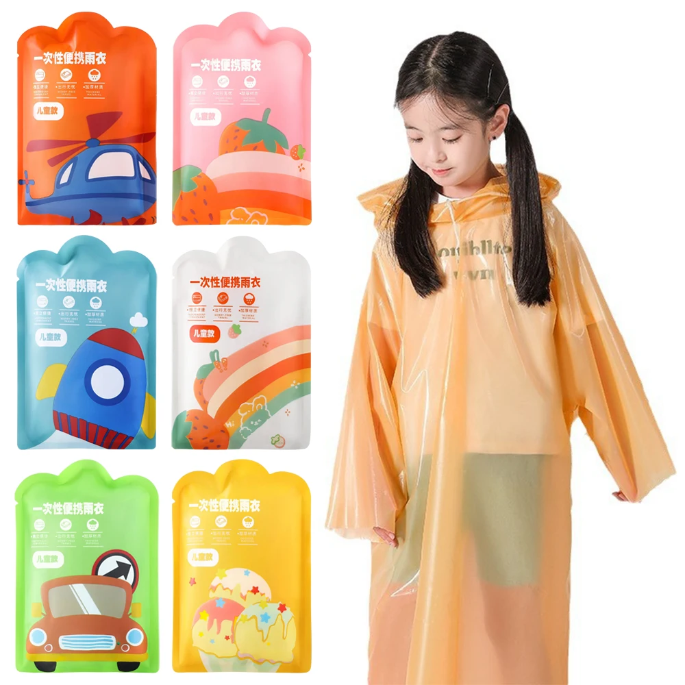Vacuum Compression Kids Raincoat Card Packaging Waterproof Rain Coat Convenient Travel Reusable Poncho