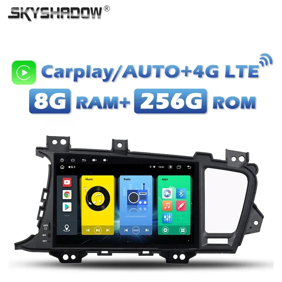 

4G SIM Carplay Auto Android 13.0 8G+256G 8Core Car DVD Player IPS RDS Radio Bluetooth Wifi GPS map For kia K5 OPTIMA 2011 -2015