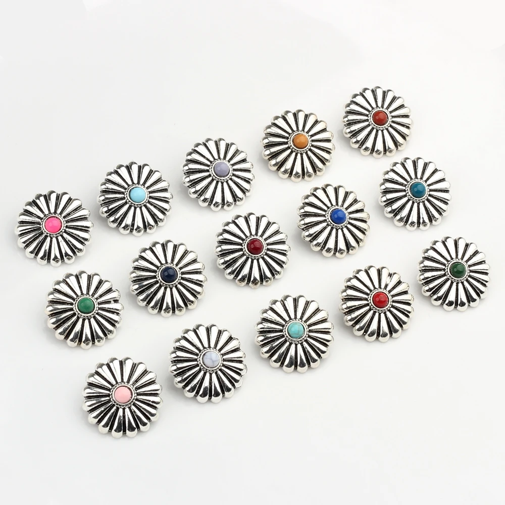 3 teile/los 28MM Retro Zink-legierung Runde Daisy Blumen Dekorative Tasten Charms Anhänger Für DIY Zubehör – Detail 1