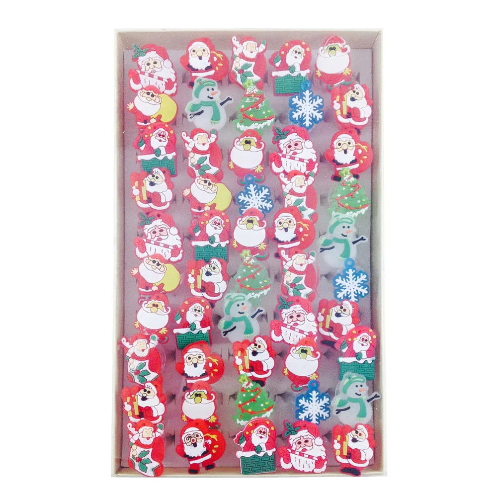 

50PCS Rubber Christmas Light Up Finger Rings Light-emitting Toys Flashing Decor for Kids Adults Party Concert (Random Style)