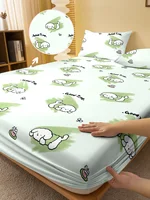 1 Cartoon Cute animal dog printed matte Fitted Sheet, bedroom printed bed cover, bedding (excluding pillowcases) 1