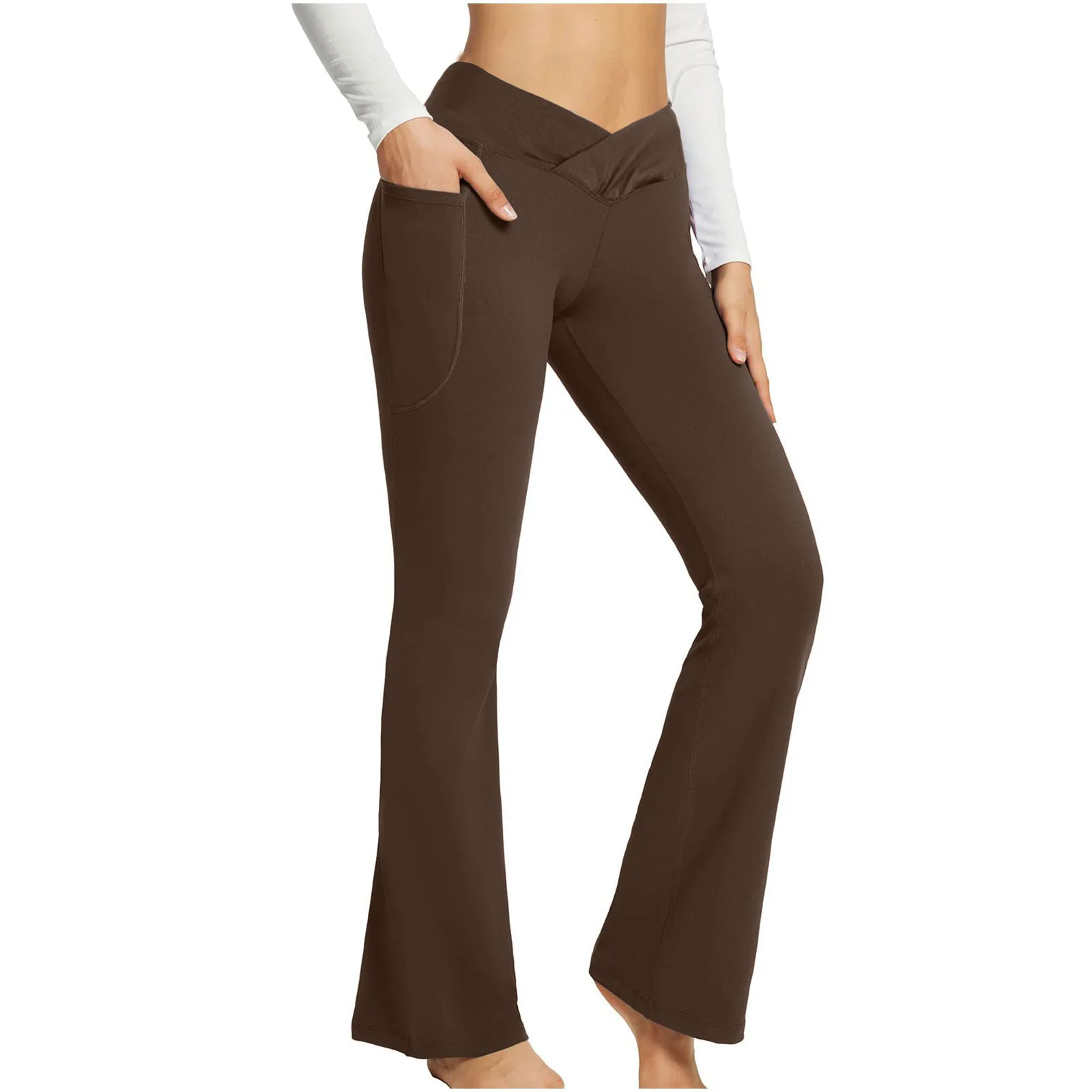 Quality Solid Color Casual Micro Flared High Waist Slim Fit Wide Foot Yoga Fitness Pants Women's Clothing 3