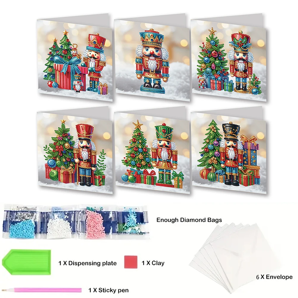 6Pcs Cardinal DIY Diamond Painting Card Rhinestone Painting Card Kit Diamond Daily Wish Card for Family Friends Gift