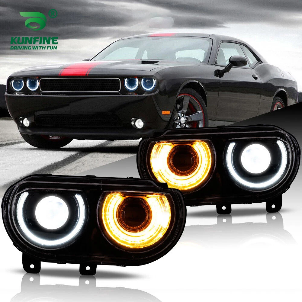 

Автомобильный Стайлинг, пара автомобильных фар в сборе для Dodge Challenger 2008-2014, искусственная фара, автомобильная тюнинг, детали для детской лампы, Plug And Play