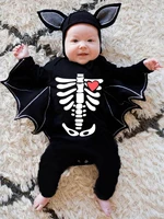 Boys and girls European and American spring and autumn Halloween Batman hooded long-sleeved jumpsuit romper two-piece children&# 3