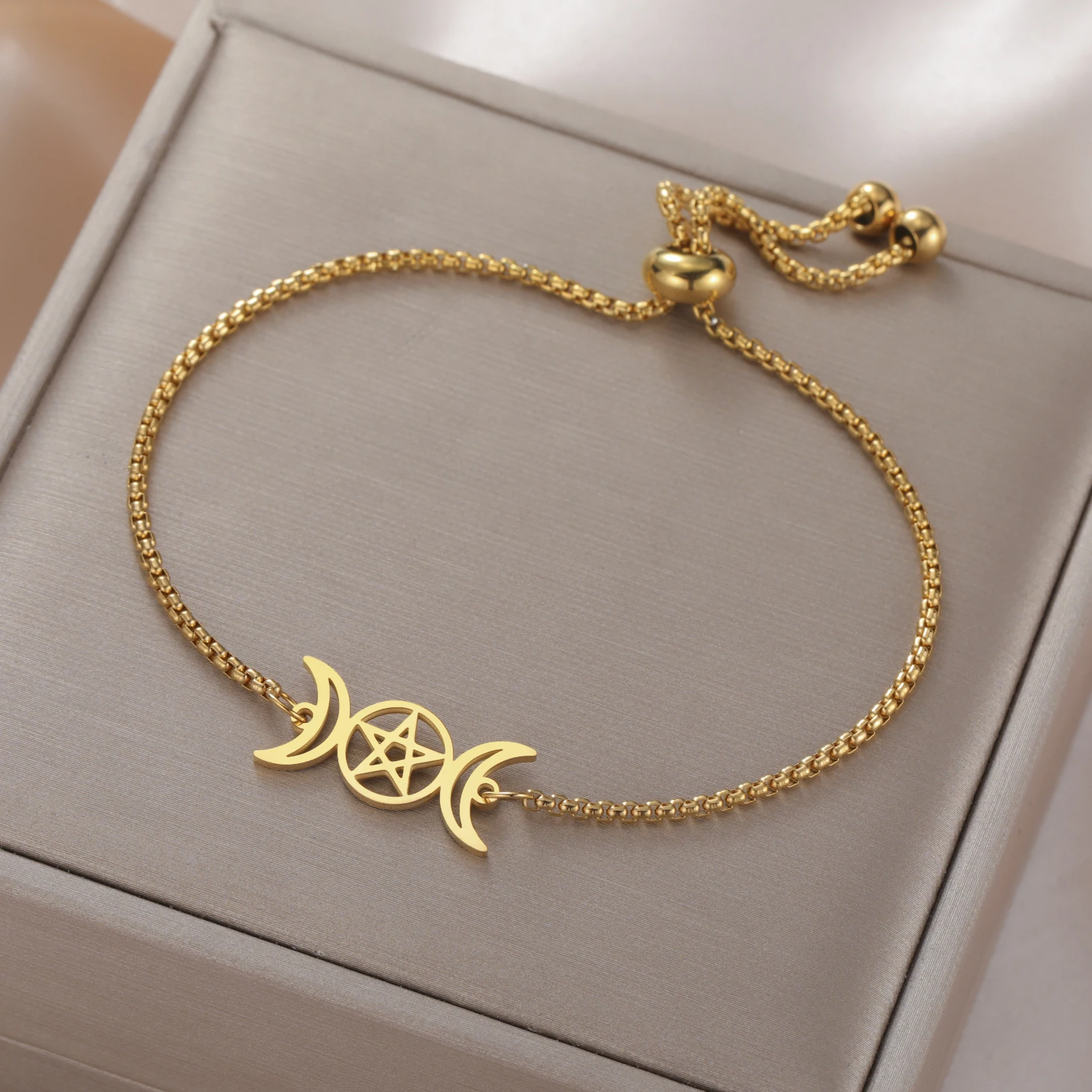 COOLTIME Dreifachmondgöttin-Armband für Damen und Herren, Edelstahl, Pentagramm, magisches Wicca-Amulett, Armband, Schmuck, Geburtstagsgeschenk – Detail 17