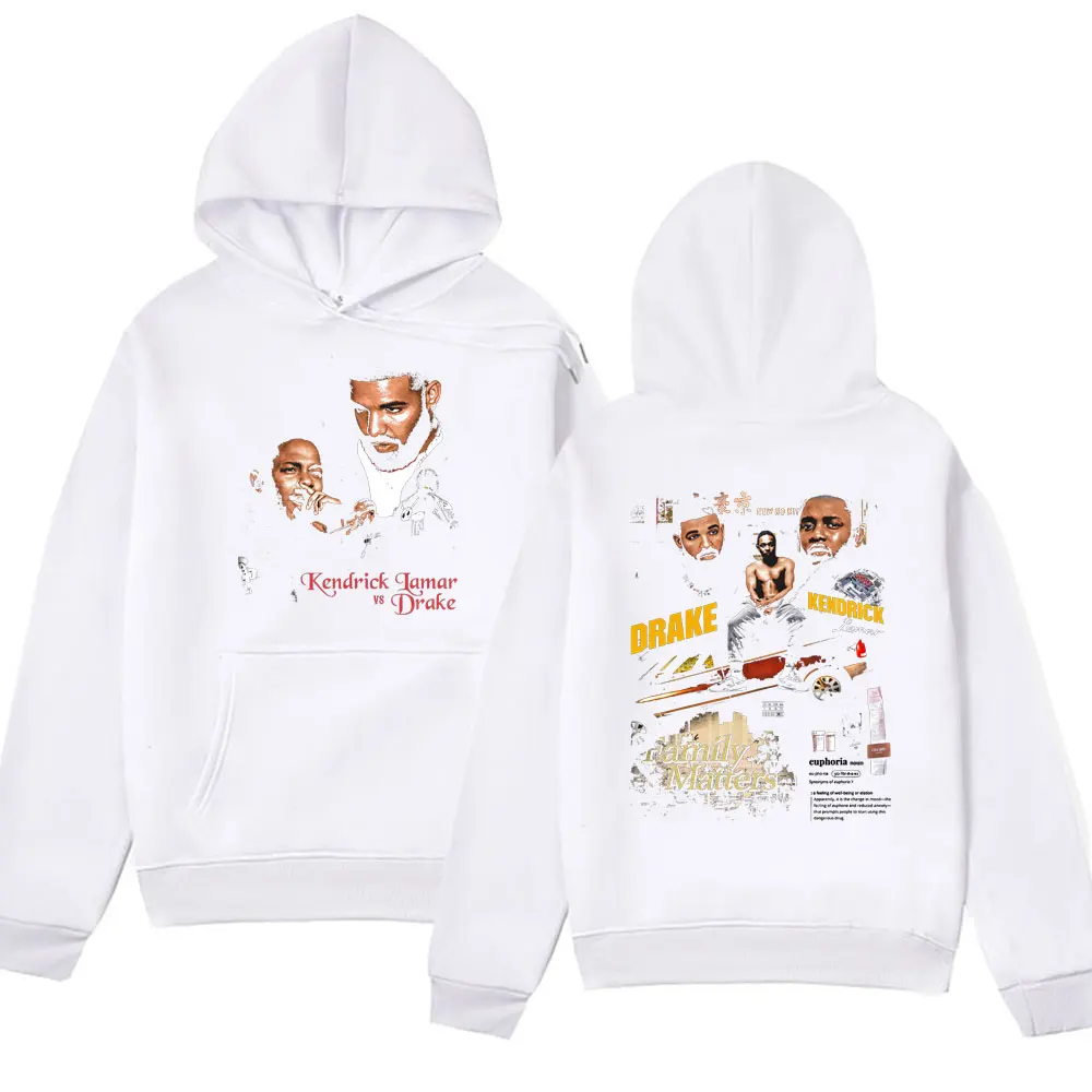 Drake Vs. Kendrick Lamar 2 Rap Beef Drake Vs.K. DOT Graphic Print Hoodies Male Oversized Vintage Sweatshirts Autumn Pullover Men