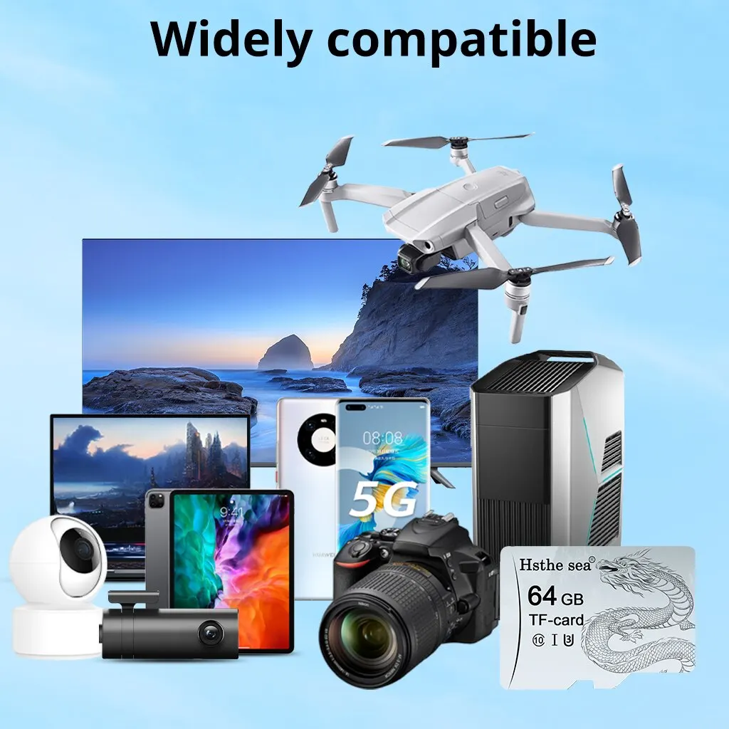 Hssea 휴대폰용 미니 SD 카드, 드론 감시 장비, TF 카드, 128GB U3 메모리 카드, 32GB U1, 64GB U3 A1 Class10