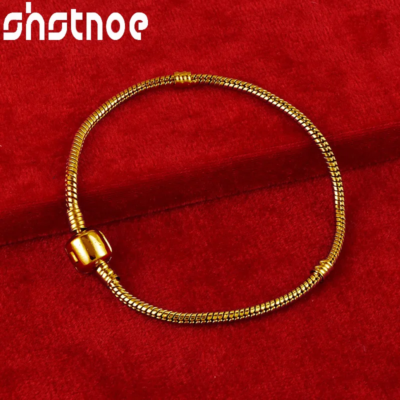 

SHSTONE 24K Gold Bead Snake Chain Bracelets For Woman Fashion Jewelry Lady Exquisite Party Engagement Wedding Birthday Gifts