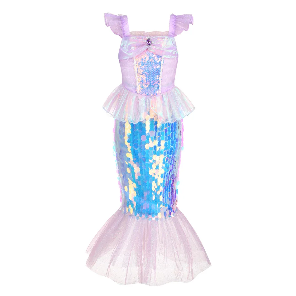 thumbnail image 4 of Disfraz de sirenita para niñas, vestido de princesa para Cumpleaños, Halloween, Ariel, Carnaval, ropa de fiesta, 2-10T, 4 of 5